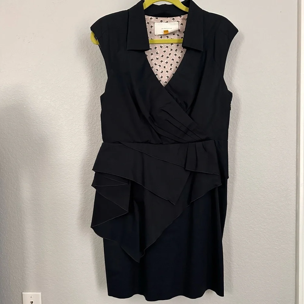 Sleeveless Navy Wrap Detail Sheath Dress - Picture 7 of 7